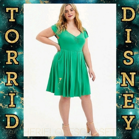 torrid Dresses & Skirts - TORRID Disney Tinkerbell Shirred Skater Dress! NWT!